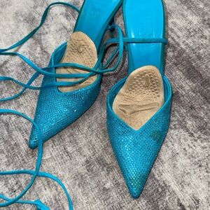 Zara Blue Bedazzled High Heels